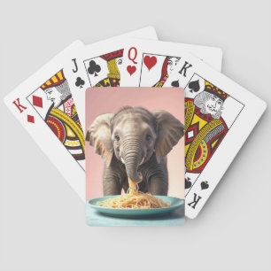 Schattigee Baby Olifant Eating Spaghetti Pokerkaarten