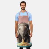 Schattigee Baby Olifant Eating Spaghetti Schort (Gedragen)