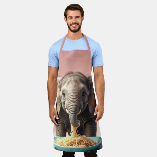 Schattigee Baby Olifant Eating Spaghetti Schort (Gedragen)