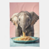 Schattigee Baby Olifant Eating Spaghetti Theedoek (Verticaal)