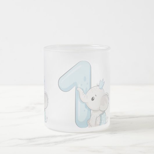 Schattigee Baby olifant eerste verjaardag Matglas Koffiemok (Center)