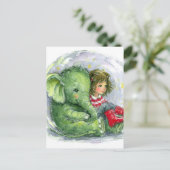 Schattigee Baby olifant en een meisje Briefkaart (Staand voorkant)