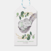 Schattigee Baby Olifant Groen Gouden Tuindouche Cadeaulabel (Voorkant)