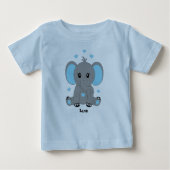 Schattigee baby olifant in blauw, hand getekend, (Voorkant)
