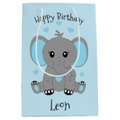Schattigee baby olifant in blauw, jongensverjaarda medium cadeauzakje (Voorkant)