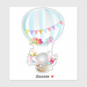 Schattigee Baby Olifant in een luchtballon Sticker (Vel)