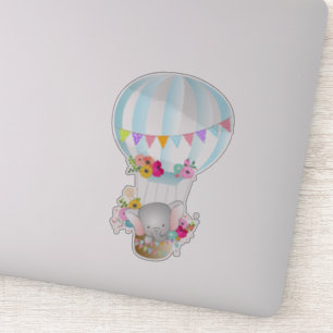 Schattigee Baby Olifant in een luchtballon Sticker