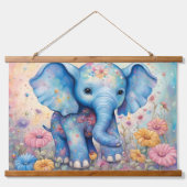 Schattigee Baby Olifant in een pastelmadeliefje Hangend Wandkleed (Voorkant 3)