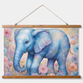 Schattigee Baby Olifant in een pastelmadeliefje Hangend Wandkleed (Voorkant 2)