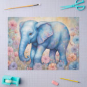 Schattigee Baby Olifant in een pastelmadeliefje Tissuepapier (Craft)