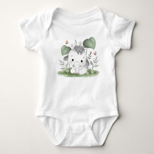 Schattigee Baby olifant in het groen Romper (Voorkant)