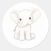 Schattigee Baby Olifant Kalf Waterverf Print Stick Ronde Sticker (Voorkant)
