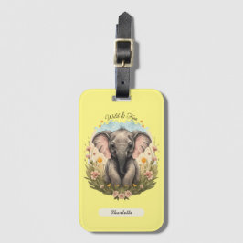 Schattigee Baby Olifant Kalf Wildflower Wanderlust Bagagelabel
