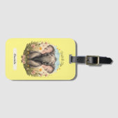 Schattigee Baby Olifant Kalf Wildflower Wanderlust Bagagelabel (Voorkant (horizontaal))