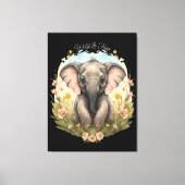 Schattigee Baby Olifant Kalf Wildflower Wanderlust Canvas Afdruk (Voorkant)