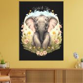 Schattigee Baby Olifant Kalf Wildflower Wanderlust Canvas Afdruk (Insitu (Woonkamer))