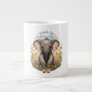 Schattigee Baby Olifant Kalf Wildflower Wanderlust Grote Koffiekop