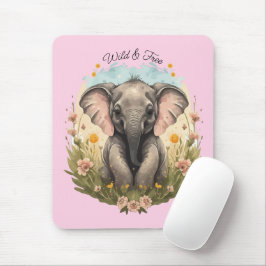 Schattigee Baby Olifant Kalf Wildflower Wanderlust Muismat