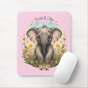Schattigee Baby Olifant Kalf Wildflower Wanderlust Muismat