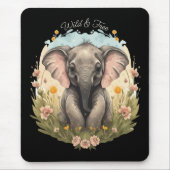 Schattigee Baby Olifant Kalf Wildflower Wanderlust Muismat (Voorkant)