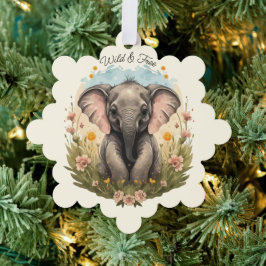 Schattigee Baby Olifant Kalf Wildflower Wanderlust Ornament Kaart