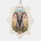 Schattigee Baby Olifant Kalf Wildflower Wanderlust Ornament Kaart (Links)