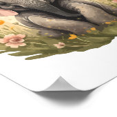 Schattigee Baby Olifant Kalf Wildflower Wanderlust Poster (Hoek)