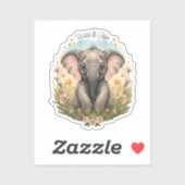 Schattigee Baby Olifant Kalf Wildflower Wanderlust Sticker (Vel)