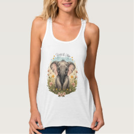 Schattigee Baby Olifant Kalf Wildflower Wanderlust Tanktop