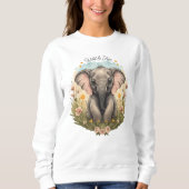Schattigee Baby Olifant Kalf Wildflower Wanderlust Trui (Voorkant)