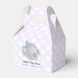 Schattigee Baby olifant lavendel polka dots Baby s Bedankdoosjes