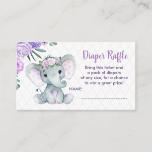 Schattigee Baby Olifant luier loterij ticket, paar Informatiekaartje