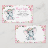 Schattigee Baby Olifant luier loterij ticket, roze Informatiekaartje (Voorkant / Achterkant)