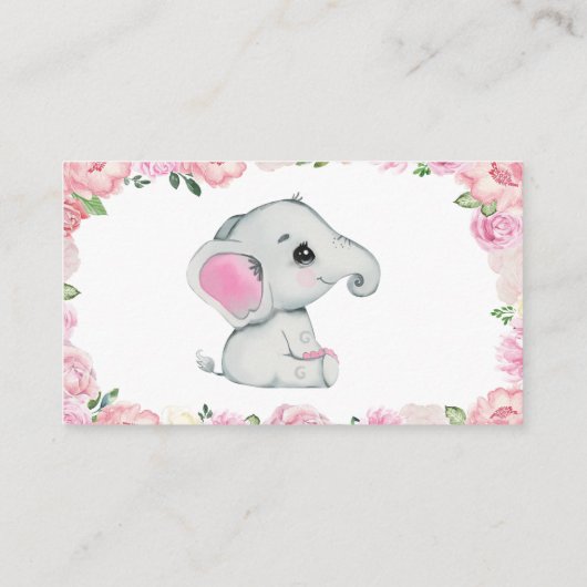 Schattigee Baby Olifant luier loterij ticket, roze Informatiekaartje (Achterkant)