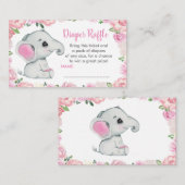Schattigee Baby Olifant luier loterij ticket, roze Informatiekaartje (Voorkant / Achterkant)