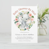 Schattigee Baby Olifant Meisje Baby shower per Mai Kaart (Staand voorkant)