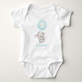 Schattigee Baby olifant met ballon 1e verjaardag B Romper