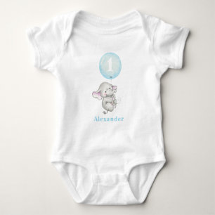Schattigee Baby olifant met ballon 1e verjaardag B Romper
