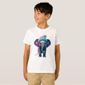 Schattigee Baby Olifant met Beanie en Roze Glazen T-shirt (Voorkant volledig)