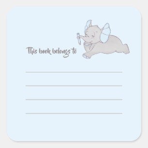 Schattigee baby olifant met blauw potlood sticker