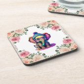 Schattigee Baby Olifant met Bril en Beanie Bier Onderzetter (Linkerzijde)