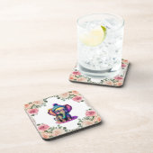 Schattigee Baby Olifant met Bril en Beanie Bier Onderzetter (Rechterzijde)