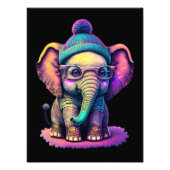 Schattigee Baby Olifant met Bril en Beanie Foto Afdruk (Voorkant)