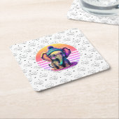 Schattigee Baby Olifant met Bril en Beanie Kartonnen Onderzetters (Schuin)