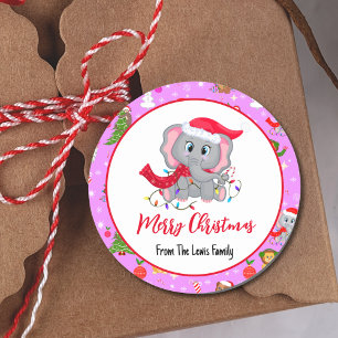 Schattigee Baby olifant met dierentuindieren in he Ronde Sticker