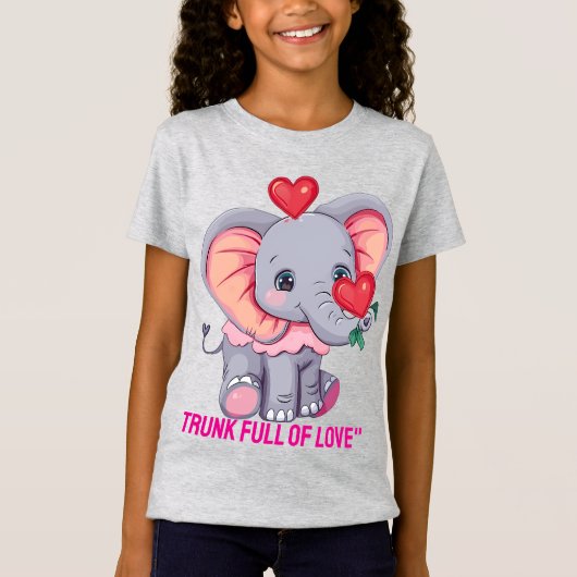 Schattigee Baby olifant met hartballon Kinder T-sh T-shirt (Voorkant)