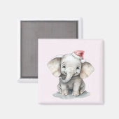 Schattigee Baby olifant met kerstmuts Magneet (Voorkant / Achterkant)