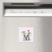 Schattigee Baby olifant met kerstmuts Magneet (Insitu (Vaatwasser))