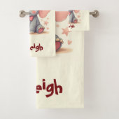 Schattigee Baby olifant met roze strik Bad Handdoek (Insitu)