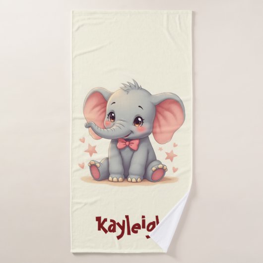 Schattigee Baby olifant met roze strik Bad Handdoek (Badhanddoek)
